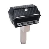 Broilmaster T3W Deluxe Propane Gas Grill With Black Control Panel On Stainless In-Ground Post