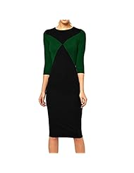 Polyester/Spandex Elbow Length Sleeves Midi Dress 