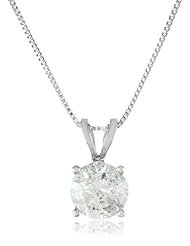 IGI Certified 10k White Gold Round-Cut-Cut Diamond Pendant Necklace (3/4 cttw, I-J Color, I2-I3 Clarity), 18"