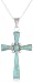 Sterling Silver Inlay Cross Pendant Necklace, 18