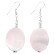 Handmade Pink Abalone Dangle Earrings With Faceted Silver Beads - Oval
