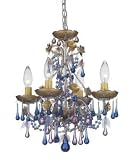 Schonbek 1424-51BV Rose 4 Light Mini Chandelier in Black with Blue Violet crystal