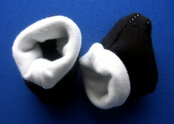Black and White Booties (Four sizes! Micro preemie 0-3 pounds to 12 pounds)