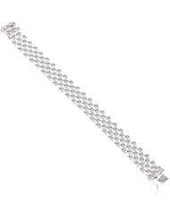Italian Sterling Silver Womens 5-Row Panther Link Bracelet, 7.25"