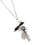 G by GUESS Drop, Heart and Bow Cluster Necklace, SILVER