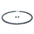 Sterling Silber 9-10mm 18 Zoll 45cm schwarz S��wasser Perlenkette & Passende Ohrstecker Set Perlenkette Perlenohrringe