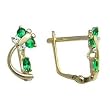 14K Yellow Gold Emerald Green Cubic Zirconia Dragonfly Earrings