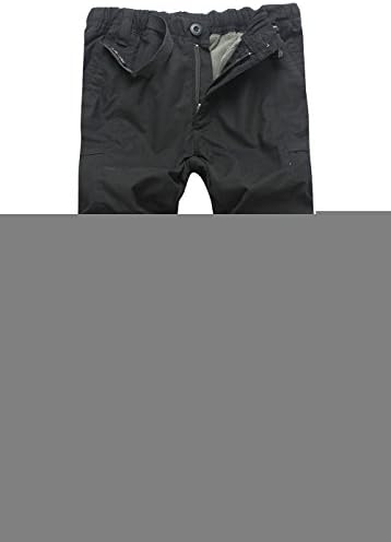 Bloom Jenny Men's Winter Fleece Lined Elastic Waist Flat Front Belted Casual Pants Black XXXXL