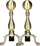 Review The Adams Company  / Solid Antique Brass Medium Ball Fireplace Andirons