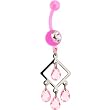 Bioplast Pink Hollow Diamond Chandelier Belly Ring