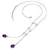 Nuovegioie Sterling Silver Purple Crystals Drop Necklace