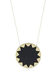 House of Harlow 1960 Black Leather Large Sunburst Pendant Necklace, 34"
