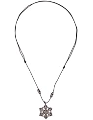 Snow Flake Charm Pave Diamond Sterling Silver .925 Macrame Fashion Necklace Handmade Jewelry