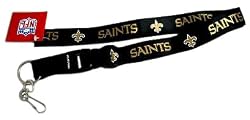 New Orleans Saints Clip Lanyard Keychain Id Ticket Holder - Black