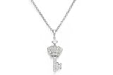 Sterling Silver Cubic Zirconia Regal Skeleton Key Pendant by Crislu, 16-18