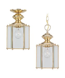 Seagull Classico 6008-12 Outdoor Pendant One Light Black with Clear Beveled Glass