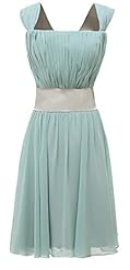 Petite Bateau Neck Cap Sleeves Chiffon Cocktail Short Bridesmaid Dress 