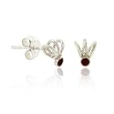 Sterling Silver .925 Red Rhinestone Swirl Small Mini Kid Stud Earrings