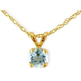 Aquamarine Jewelry: .45ct Aquamarine Solitaire Pendant in 14k Yellow Gold |... by