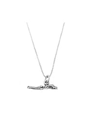 Sterling Silver Three Dimensional Female Swimmer Necklace