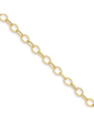 14k Yellow Gold Polished Textured Links Anklet