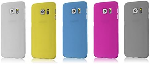 Samsung Galaxy S6/ Edge case, 5 Pack SquareTiger [ Slim &amp; Trim ] Protective Matte Cover Strengthens Grip Dynamic Colored cell phone case for Samsung Galaxy S6/ Edge - WHITE, YELLOW, BLUE, FUSCIA, GREY