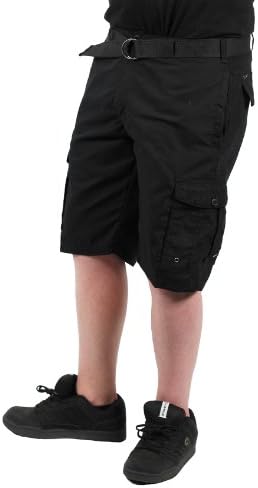 Indigo 30 Men's Classic Belted Cargo Short, Black, Size 42