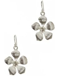 Womens Silver Tone Flower Earrings