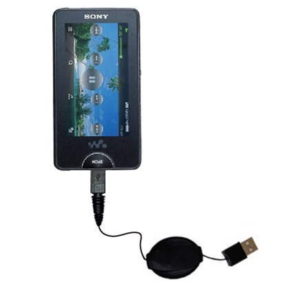 Retractable USB Cable for the Sony NWZ-X1060 with Power Hot Sync and Charge capabilities - uses Gomadic TipExchange Technology