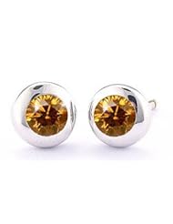 .20Ct Round Champagne Diamond Solitaire Stud Earrings 18k Gold