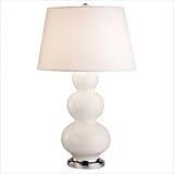 IMAGE OF Robert Abbey 351X Triple Gourd - Table Lamp, Antique Silver Finish with Lily Glass with Pearl Dupioni Fabric Shade