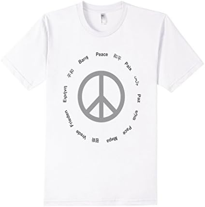 Men's Peace T Shirt (14 languages) Large White