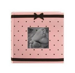 Pioneer Embroidered 200 Pocket Frame Fabric Cover Photo Album, Baby Pink