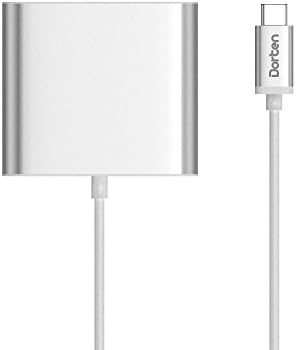 Dorten USB-C [USB 3.1] [male] to HDMI [Digital AV] [female] Multiport [USB 3.1, USB 3.0] Aluminium Adapter for Apple New MacBook 12 inch Laptop [2015], Google Chromebook Pixel - Silver