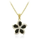 Cubic Zirconia Necklaces - Black Cat Eye Stone & Pave CZ Necklace