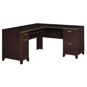 Bush Furniture Tuxedo Collection L-Desk, Mocha Cherry