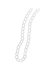 Sterling Silver 60 Inch Hammered Oval Link Necklace
