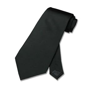 100% SILK Solid BLACK Neck Tie. Men's NeckTie.