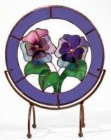 Gallery Art Glass Pansies Purple 3-D Window