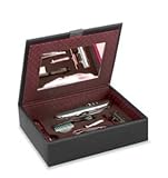Black leather mens grooming set from Wolf Designs