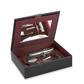 Black leather mens grooming set from Wolf Designs