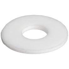 PTFE (Polytetrafluoroethylene) Flat Washer, #10 Screw Size, 0.218" ID, 7/16" OD, 0.030" Thick, Pack Of 50, Made In US