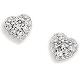 14K White Gold Diamond Heart Earring