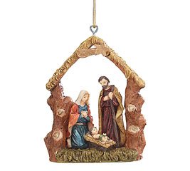 Resin Christmas Ornament 4″ Nativity Scene Jesus Mary Joseph Holiday Gift