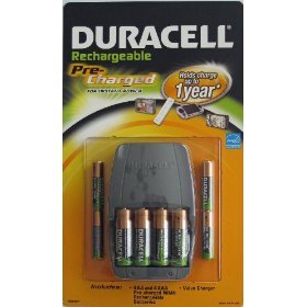 Duracell Pre Charged Rechargeable Nimh Batteries Combo, one charger, 4 AA and 4 AAA batteries by Duracell