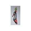 4" Ladies High Heel Black Shoe with Red Poinsettia and Holly Christmas Ornament