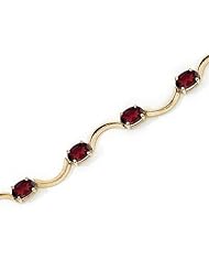 14K Yellow Gold Oval Garnet Bracelet