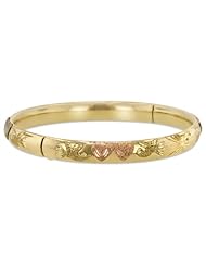 14K Tri Color Yellow White Rose Gold Ladies Hollow 7.7mm Wide Bangle Bracelet