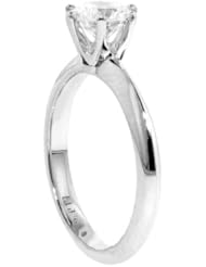 0.74 CT TW Round Diamond Solitaire Ring in 18k White Gold