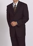 Andrew Fezza Brown Fine Line Stripe 3-Button Wrinkle Resistant Suit
